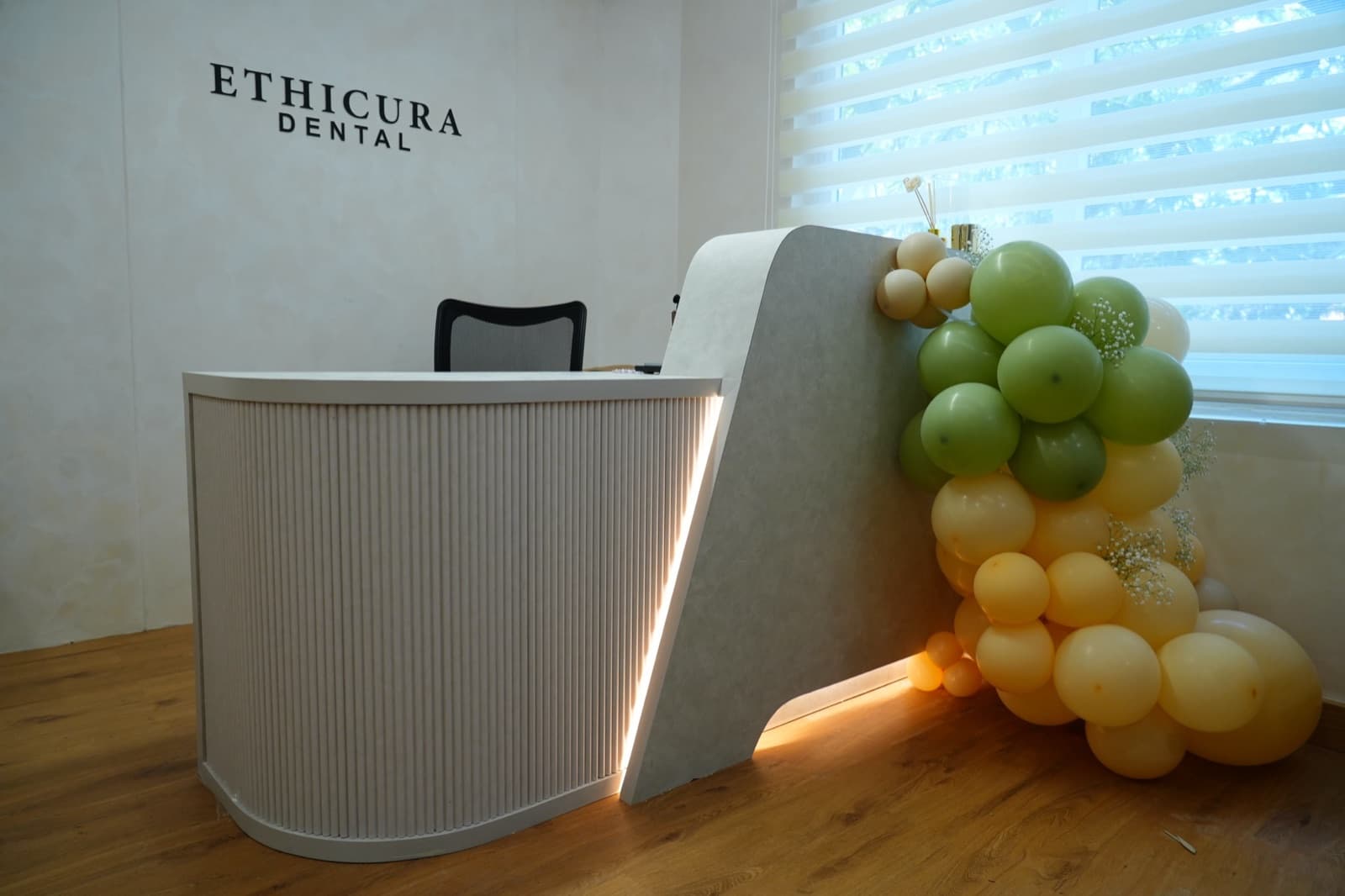 Reception area at Ethicura Dental, Koramangala